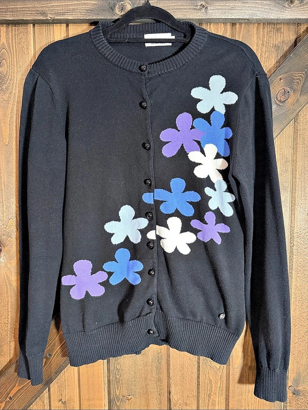 Cracked Wheat Floral Cardigan in Black & Purple Size Small Like New